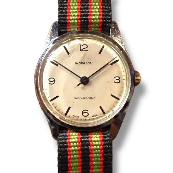 Vintage Ingersoll Watch Mens Silver Tone Manual Wind Field Watch 32mm WORKS - Picture 2 of 10